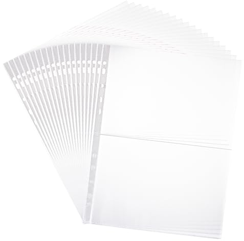 APACALI 400 Stück Klarsichthüllen Geteilt A4, 2 Fach Prospekthüllen A4 Geteilt mit Lochung, Extra Stark Prospekt-Hüllen, Sicht-Hüllen Plastikhülle für A4 Ordner Dokumente Papiere