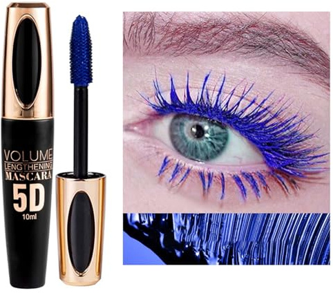 Blue Wimperntusche, 5D Mascara mit Silk Fiber, Telescopic Mascara, Wasserfest & Wischfest, Schnell Trocknend & Non-Clump, Lange Wimpern