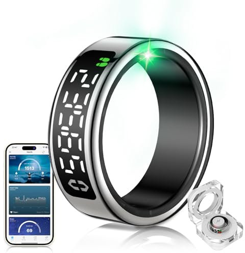 Smart Ring 5.Generation【JZ5.1-Chip & 0% Messfehler】【Militärgeprüftes Titan - Design & IP68】Fitness Ring - 30-Sprachen - Support Smartringe für Damen & Smart Ring Herren für Android IOS Silver #12