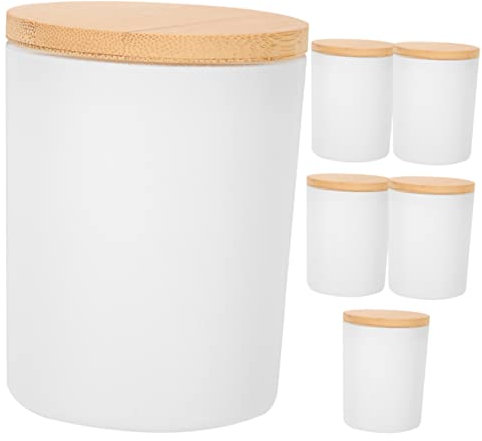 Angoily 6sets Contenitori Per Candele in Vetro Con Coperchi in Bambù Barattoli Vuoti Per Realizzare Candele Fai Da Te Per Profumate Aromaterapia Decorazioni Domestiche e Regali