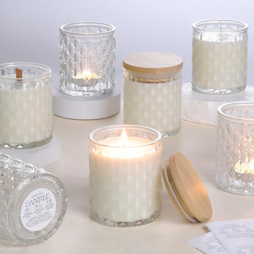 LETINE Lot de 6 bocaux à bougie transparents à remplir - 200 ml - Avec couvercle - Pour la fabrication de bougies