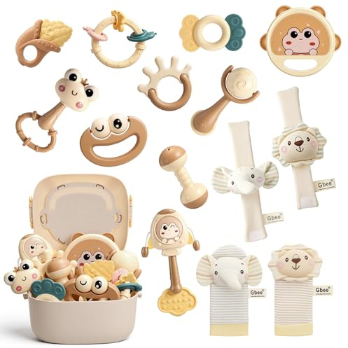 Wootoyz 14 Pcs Hochet Bebe 0 3 6 9 12 Mois,Jouet Bebe 0-12 Mois Jeux Eveil Bebe 0 3 6 Mois Jouet Bébé Cadeau 0-6-12 Mois Fille Garçon Jeux Bebe 0-9 Mois Jouet Nouveau Né Hochet de Dentition