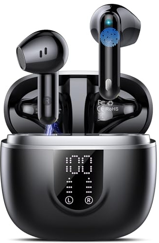 2026 Cuffie Bluetooth 5.4, Auricolari Bluetooth 45Ore, Cuffie Wireless In Ear HiFi Stereo cor LED Display, Cuffie Senza Fili Cancellazione Rumore, Cuffiette Sport IP7 Impermeabili, Headphones Nero