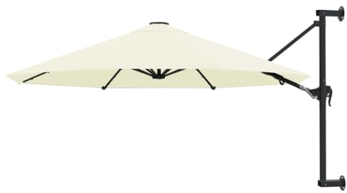 Nqyjm Parasol mural avec mât en métal, 300 cm, blanc sable, pour balcon, jardin, terrasse