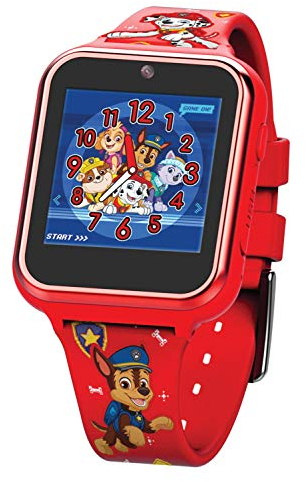 Accutime PAW4275 Kinder Smartwatch Paw Patrol, Kinderuhr mit Selfie Kamera, Foto & Video, Stoppuhr, 6 Spiele, 3 Hintergründe, 10 Zifferblätter, Diktiergerät, Fitness Tracker Uhr, Wecker, Rot