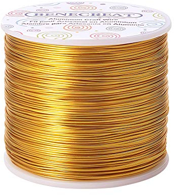 BENECREAT 20 Gauge (0.8mm) Hellgold Aluminiumdraht 770FT (235m) Eloxiert Schmuck Handwerk Machen Draht für Kunsthandwerk, Schmuckherstellung