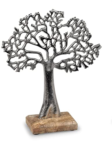 formano Lebensbaum aus Aluminium mit Mangoholz ca. 27 cm Dekoration Baum