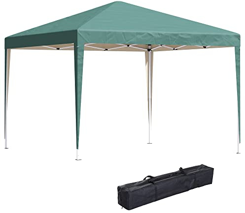 Outsunny Pavillon 2,95 x 2,95 m Pop-Up Faltpavillon Gartenpavillon faltbar Partyzelt Gartenzelt UV-Schutz Stahl+Oxford Grün