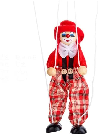 Marionette Holz Clown Puppe Eltern-Kind Steuerbar Robust Puppet Hängend Deko Lustig Clownpuppe Pull String Halloweendeko Weihnachten Halloween Geburtstag Geschenke