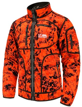 Full mundur Rondane Vändbar Jaktjacka Fleecejacka Orange Camo | Jaktkläder Herr Orange Camo Vind- och Vattentät Fleecejacka Outdoorjacka Vändbar Jacka