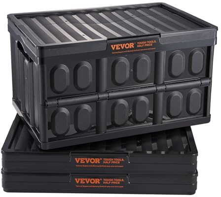 VEVOR 3er-Set 45L Profi Klappbox aus PP Transportbox mit Deckel Faltbarer Aufbewahrungsbox mit Handgriff Stapelbare Kisten Storage Box Faltboxen Stapelboxen für Aufbewahrung & Transport