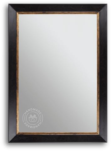 CLAMARO Sofia Antique Wall Mirror 85 x 120 cm with Frame Dark Brown Shabby Chic Vintage Baroque Mirror with Wooden Frame Baroque Mirror with Metal Hanger and Mounting Material