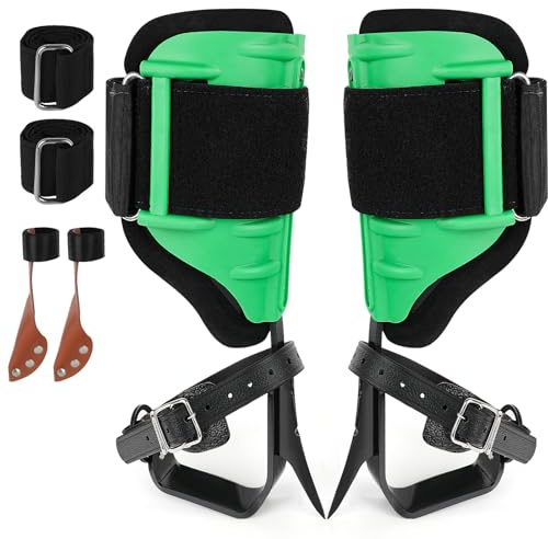 Xeoca Tree Climbing Spikes, Alloy Steel Climbing Spurs, 350lbs Load Capacity, Green, Classic Style, Ideal for Climbers, Fruit Picking & Lumberjack