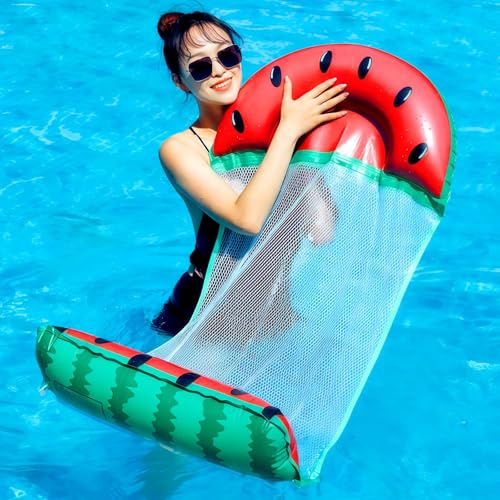 Pool Inflatables, Inflatable Pool Float for Adults with Headrest, Large Lounger Raft, Pool Hammock And Floating Mattress for Relaxation - Red Pool Chair for Travel And Summer Fun(Watermelon Shape)