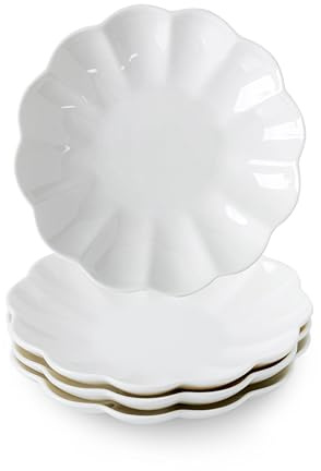 SHIDACHENG White Small Dessert Plates Set of 4,Ceramic Dinner Plates 6 Inch for Appetizer, Fruits, Cake, Salad,Microwave Safe,Christmas Gift