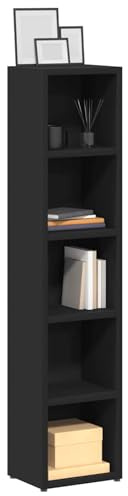 Scaffali per CD, 2 pezzi, colore nero, 21 x 16 x 93,5 cm, in legno per CD, scaffalatura moderna, per soggiorno, ufficio