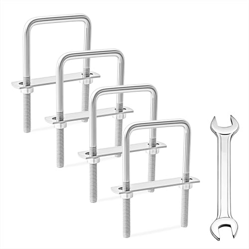 Perno en U, M8 Pernos en U Cuadrados Tornillo En U de Aceros Inoxidables con Tuercas y Arandelas Placa de Marco para Fijación de Tubería 40mm de Ancho Interior 4 Piezas M8 40x100mm
