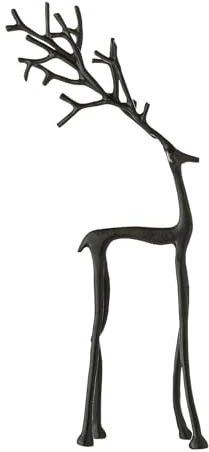 Kashyke Renna nera in metallo, decorazione natalizia moderna, decorazione per interni, davanzale, alce cervo, figure decorative (B)