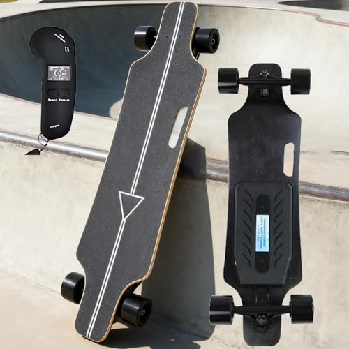 Giuggiolared Longboard électrique Tout-Terrain, Skateboard électrique 83 cm, 4 Vitesses Réglables, Autonomie 16 à 30 km, pour Adultes et Adolescents en Plein air C-30km