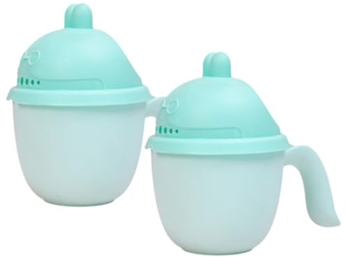 Parliky Taza de Enjuague para Baño de Ñiño 2 Piezas Tapa, Diseño de Conejito, Color Verde, Vaso Ergonómico para Lavar Cabello de Recién Nacidos, Enjuagador de Champú Seguro y Fácil de