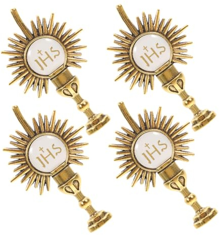 Jecompris Pin De Solapa Para ComunióN 4 Unidades Prendedor De Corbata Y Broche CatóLico Del CáLiz Sagrado En AleacióN De Zinc Accesorio Religioso Para Ropa Sombrero Y Mochila En Ceremonias