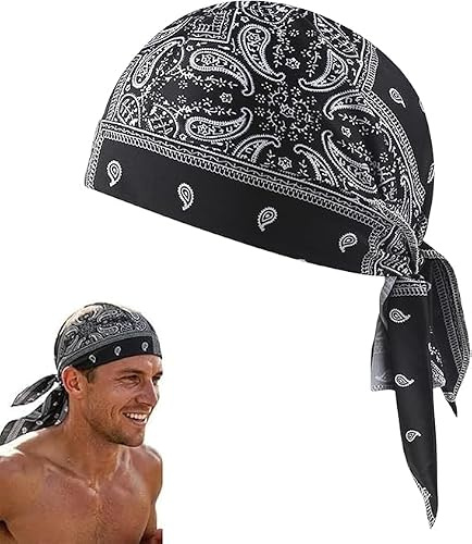 ZFFAFUR Paisley Cooling Headscarf Cap – Lightweight Breathable Bandana Hat for Men, Elastic Fit Helmet Liner for Motorcycle Cycling Running, Sweat-Wicking Outdoor Head Wrap for Summer Sport and Work