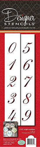 Designer Stencils 1.25 Inch Script Numbers Cake Stencils, Beige/semi-transparent