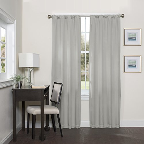 Eclipse Blackout Curtains for Bedroom-Darrell 37 x 63 Insulated Darkening Single Panel Rod Pocket Window Treatment Living Room, Grey