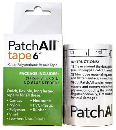 Moose Supply PatchAll Kit Clear Adhesive Vinyl Repair Tape, 3 x 6' Roll