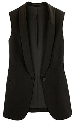 LaoZanA Donna Eleganti Chiffon Ufficio Business Senza Maniche Blazer Tailleur Giacche Cappotto Gilet Panciotto Nero XL