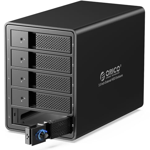 ORICO RAID Case Esterno per Disco Rigido USB3.0, Alluminio 5 Baia Custodia per 3,5 Pollici SATA HDD/SSD, Supporto RAID 0/1/5/10, 5x16TB(9558RU3)