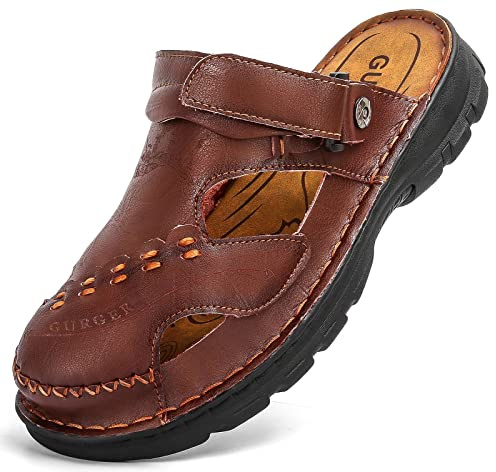 GURGER Sandales de Marche Homme Cuir de Vachette Été Sabots et Mules