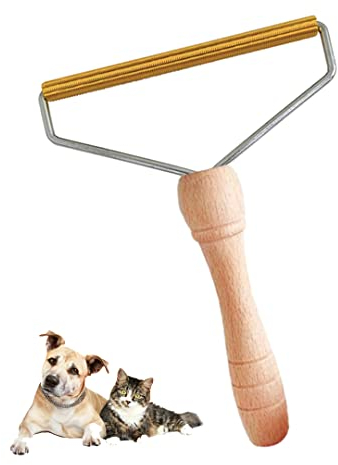 Amazeclick® Pack of 1 Pet & Lint Hair Remover Pack of 1, Wooden Manual Shaver for Dog & Cat Fur, Reusable for Clothes, Carpet, Rugs, and Couches