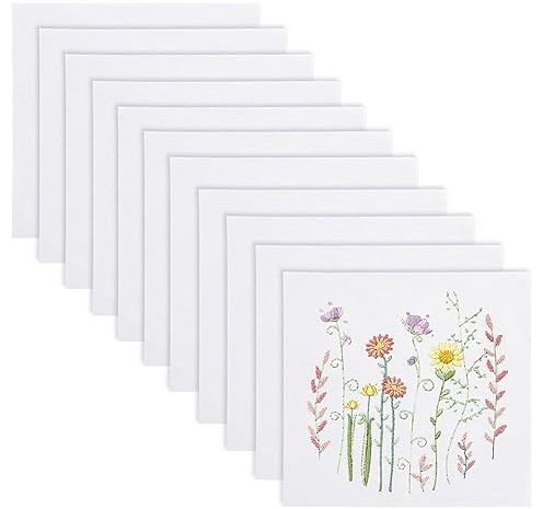 BENECREAT 14 pezzi di tessuto da ricamo in lino e cotone, 20 cm, quadrati, per ricami fatti a mano, decorazioni per vasi di fiori