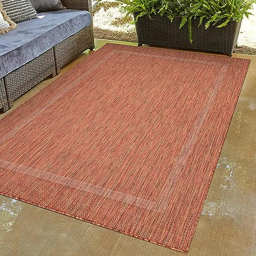 Carpettex Outdoor Teppich Wetterfest 80x250 cm Läufer Sisal Optik Kupferfarbe - Ideal für Balkon, Garten, Terrasse, als Küchenläufer - Draußen Teppich Waschbar, Flachgewebe, Wasserfest, Pflegeleicht