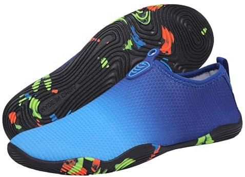Barefoot Aqua Shoes - Beach, Pool, Surf & Paddle Board - Lightweight, Sailing & River - Mens & Womens - Navy Blue, 7 UK