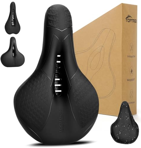toptrek Fahrradsattel Herren Bequem mit Memory-Schaum, ergonomischen für Fahrrad Sattel, Fahrradsattel Damen Bequem Weich Gesteigertes Fahrgefühl, Sattel Fahrrad für Fahrrad, MTB, Gravel Bike, Ebike
