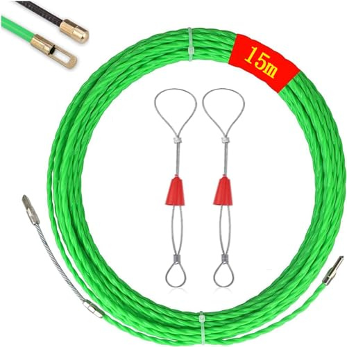 EIKEJI Sonda Passacavi Professionale, 15 Metri Sonda Elettricista 4.5mm,Sonda Tiracavi Con 2 Molla Di Guida,Sonda Tiracavi Cavo,Estrattore Cavi Per Cavi Elettricista