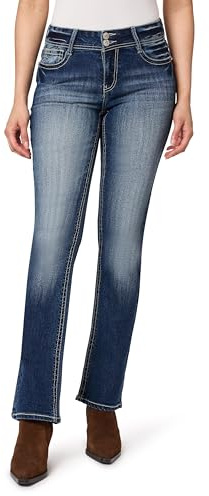 WallFlower Bling Back Pocket Bootcut Jeans for Women, Luscious Curvy Fit, Embellished Mid-Rise Insta Stretch Denim, Jillian, 5