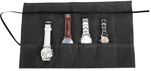 Travel Watch Roll Organizer with 6 Slots Handmade Watch Travel Case Roll-up Watch Organizer Storage Box Jewelry Roll Watch Travel Pouch Waxed Canvas Easy Carry On Watchlover Storage Gift for Men
