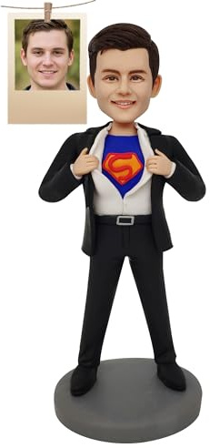 BLING-SURPRISE Personalized Custom Bobblehead Figures Handmade from Photo Bobbleheads Customized Superhero Figures for Dad Mum Birthday Gift Father's Day Mother's Day (Superhero)