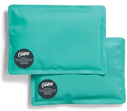 Fit & Fresh Cool Coolers - Paquete de 2 bolsas de hielo suave para loncheras, nailon elástico flexible, duradero, reutilizable, lonchera, bolsas de hielo para loncheras, paquetes reutilizables para