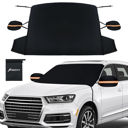 SHEEFLY Car Windscreen Cover for Winter, Car Windshield Cover for Ice and Snow,600D Oxford Cloth Winter Leakproof & Heavy Duty Windscreen Frost Protector Fit Most Car,SUV-All Weather (195 x 120 CM)