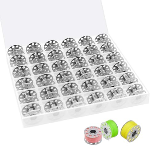 36PCS Sewing Machine Bobbins, Metal Universal Bobbins Spool with Storage Case for Brother Janome Toyota Kenmore Singer