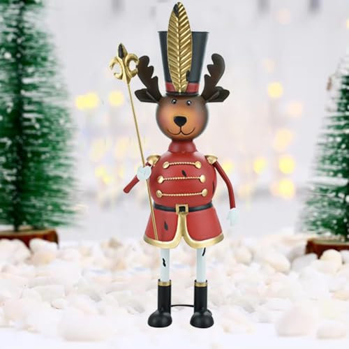BAKAJI Renna Soldatino Natalizio Figura in Metallo, Soldato Decorazione Addobbo di Natale per Interni, Decorazioni Natalizie Premium, Ideale per Ingresso, Mensole, Addobbo, Ornamento, Altezza 44 cm