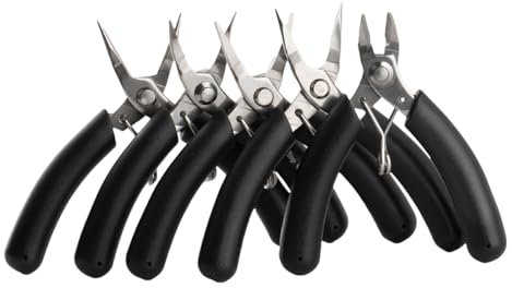 Paquete de 5 alicates multifuncionales de punta de cadena, herramienta de manualidades, alicates de punta redonda, alicates de manualidades para joyería