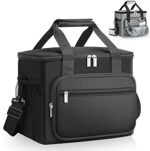 Waflyer Sac isotherme à déjeuner, sac de refroidissement de 15L, boîte à lunch thermique, sac isotherme étanche avec bandoulière réglable, sac à déjeuner, sac isotherme souple pour le déjeuner/le