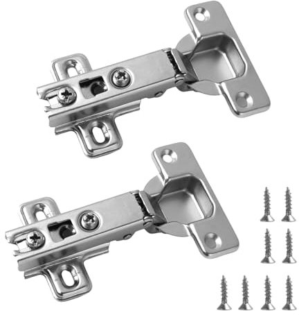 Wvxilyr 2 Piezas de Bisagras para Puertas de Cocina, Bisagras de Armario de Mueble, Bisagras de Gabinete de Cocina de Hierro Níquel, Ángulo de Apertura de 110°, para Armarios y Muebles de TV