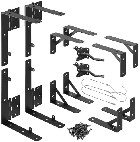 Suemoss 2 Set Gate Frame Fence Kit with Gate Latch,Heavy Duty Anti Sag Gate Kit, Gate Corner Brace Bracket Hardware for Wooden Privacy Fence Gate Garden Wooden Driveway Gates, Shed Doors, Corral