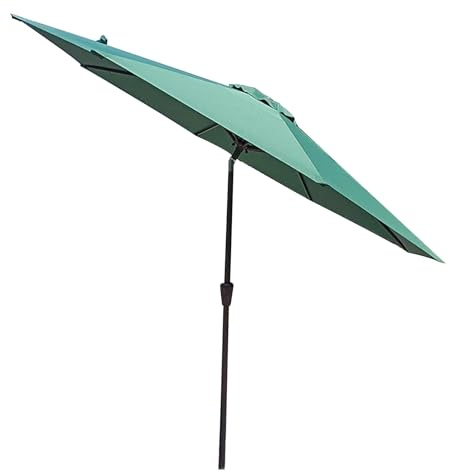 Ombrello da giardino regolabile da 270 cm, con manovella, 8 stecche, per spiaggia, piscina, prato, cortile, verde, perfetto per ombra all'aperto